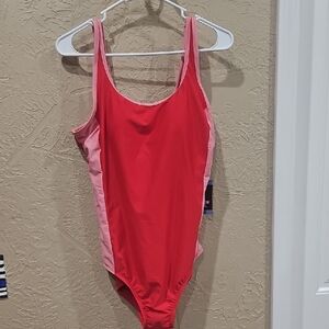 Lands' End Red and Pink Women's One Piece Swimsuit